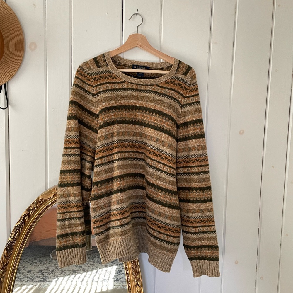 Vintage Brooks Brothers Authentic Shetland 100% Wool Sweater Scotland L